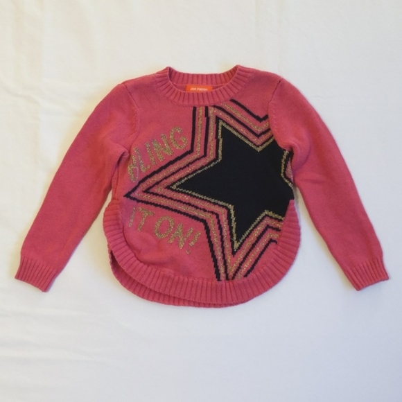 joe fresh star metallic knit crewneck sweater with curved hem 2T toddler girls - Picture 1 of 7